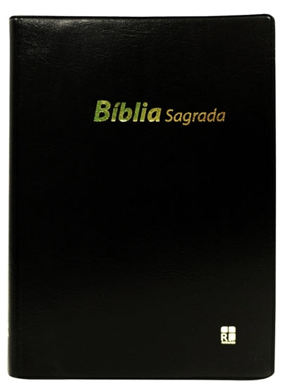 Bible en portugais, vinyle, souple, noire, tranche blanche