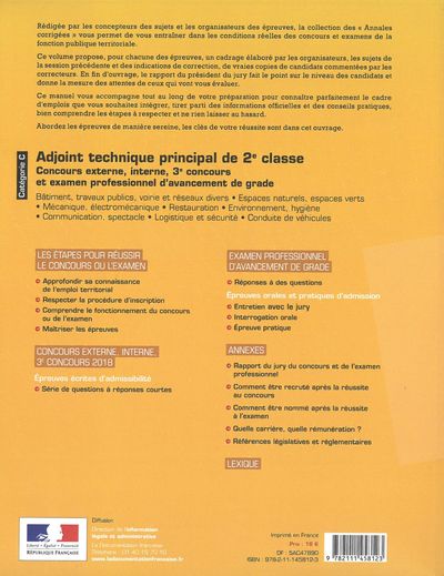 Adjoint technique principal de 2e classe 2019 - Concours et examen catégorie c
