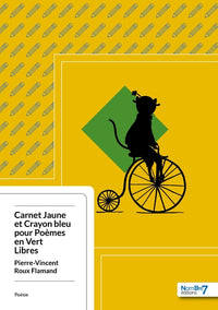 Carnet jaune et crayon bleu pour poèmes en vert libres