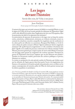 Les juges devant l'histoire