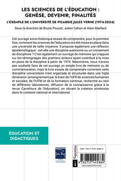 Les sciences de l'éducation : genèse, devenir, finalités