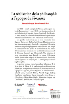 La réalisation de la philosophie à l'époque du Vormärz