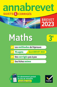 Annales du brevet Annabrevet 2023 Maths 3e