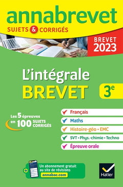 Annales du brevet Annabrevet 2023 L'intégrale du Brevet 3e (tout-en-un)