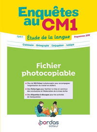 Enquêtes au... - Etude de la langue CM1 - 2022 - Fichier photocopiable d'ateliers