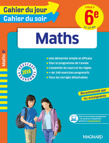 Cahier du jour/Cahier du soir Maths 6e - Nouveau programme 2016