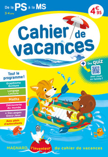 Cahier de vacances 2025, de la PS vers la MS 3-4 ans