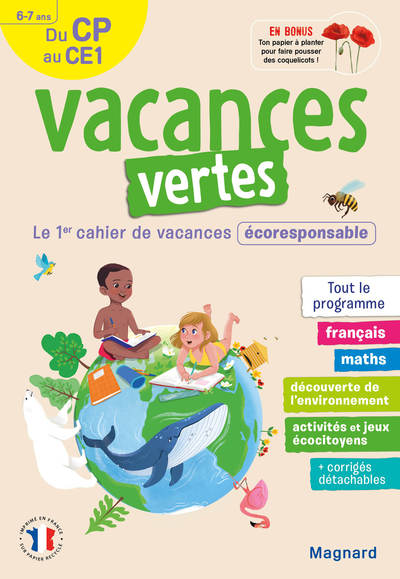 Cahier de vacances 2023, du CP vers le CE1 6-7 ans - Vacances vertes