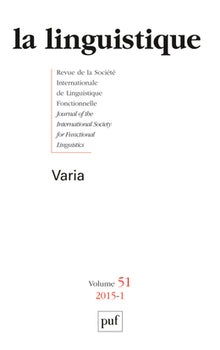 Linguistique 2015, vol. 51 (1)