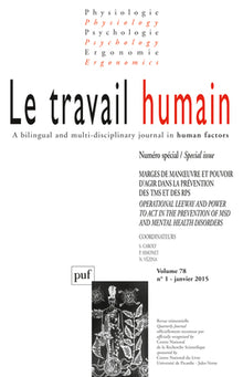 Travail humain 2015, vol. 78 (1)