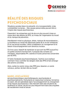 Réalités des risques psychosociaux