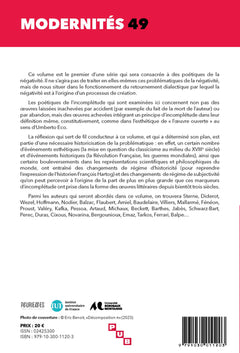 Poétiques de l’incomplétude