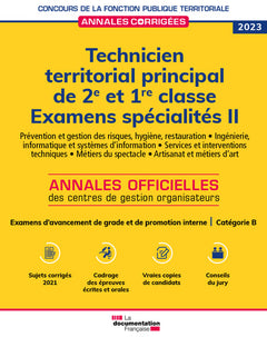Technicien territorial principal de 2e et 1re classes 2023 Spécialités II