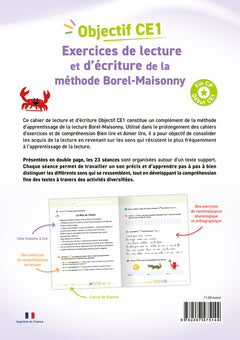 Objectif CE1 ! Exercices de lecture et d'écriture de la méthode Borel-Maisonny