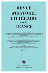 Revue d'histoire littéraire de la France