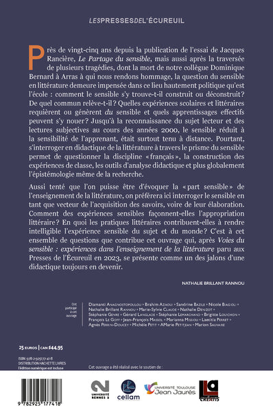 Expérience et partage du sensible dans l'enseignement de la littérature