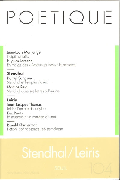 Poétique, n° 104