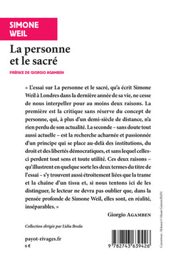 La personne et le sacré