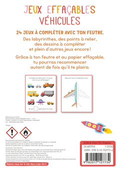 Jeux effaçable véhicules avec feutre Velleda