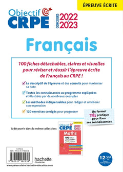 Objectif CRPE 2022 et 2023 Mes fiches détachables - Français, épreuve écrite d'admissibilité