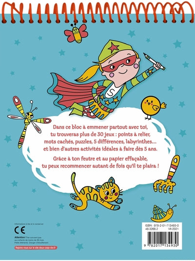 Les jeux de mes 5 ans - bloc avec feutre effaçable