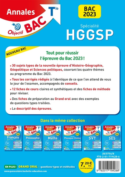 Annales Objectif BAC 2023 - Spécialité HGGSP