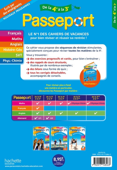 Passeport - Toutes les matières - De la 4e à la 3e - Cahier de vacances 2024