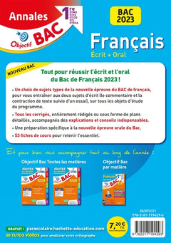 Annales Objectif BAC 2023 - Français 1res STMG - STI2D - ST2S - STL - STD2A - STHR