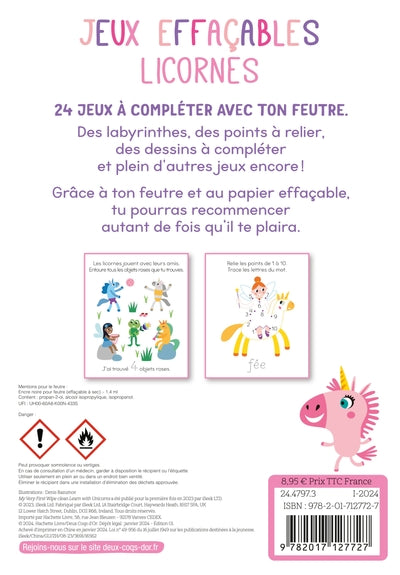 Jeux effaçables Licornes