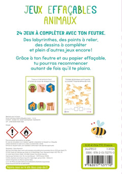 Jeux effaçables animaux avec feutre Velleda