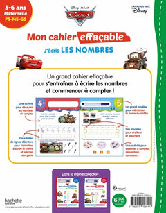 Disney - Cars  Mon cahier effaçable -  Je compte et j'écris les nombres (4-6 ans)
