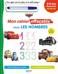 Disney - Cars  Mon cahier effaçable -  Je compte et j'écris les nombres (4-6 ans)