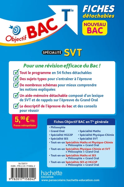 Objectif BAC Fiches détachables Spécialité SVT tle