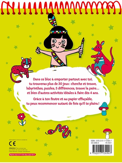 Les jeux de mes 4 ans - bloc avec feutre effaçable