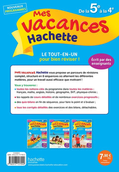 Mes Vacances Hachette - De la 5e à la 4e - Cahier de vacances 2022