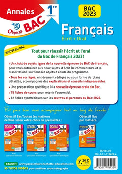 Annales Objectif BAC 2023 - Français 1res