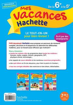 Mes vacances Hachette - De la 6e à la 5e - Cahier de vacances 2022