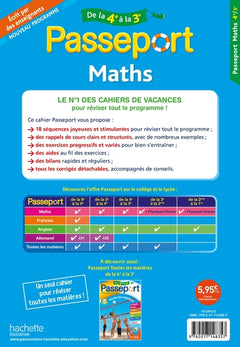 Passeport Maths De la 4e à la 3e - Cahier de vacances 2022