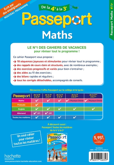 Passeport Maths De la 4e à la 3e - Cahier de vacances 2022