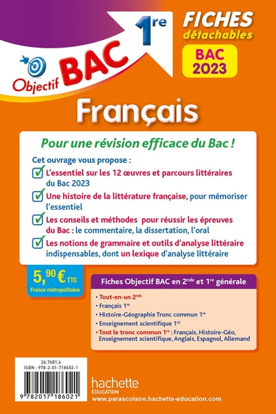 Objectif Bac Fiches détachables Français 1re Bac 2023