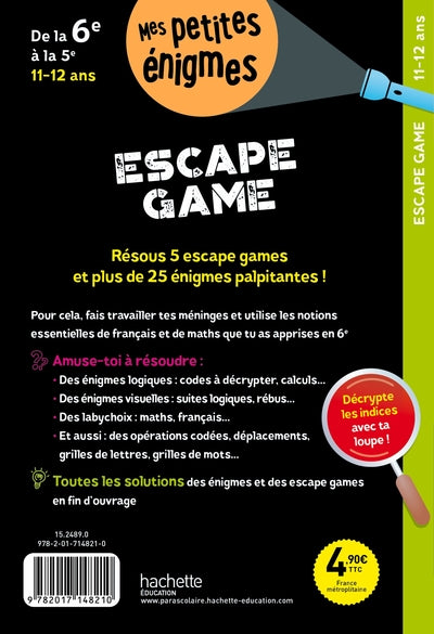 Escape game de la 6e à la 5e - Cahier de vacances 2022