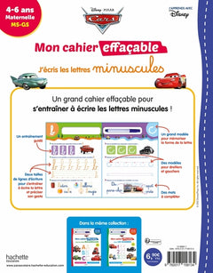 Disney - Cars  Mon cahier effaçable - J'écris les lettres minuscules (4-6 ans)