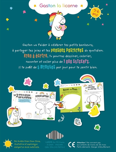 Le cahier de gratitude des petits - Gaston la licorne