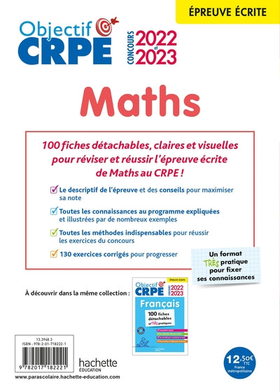Objectif CRPE 2022 et 2023 Mes fiches détachables - Maths, épreuve écrite d'admissibilité