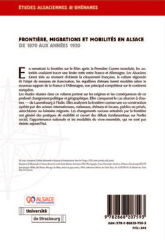 Frontière, migrations et mobilités en Alsace de 1870 aux années 1930