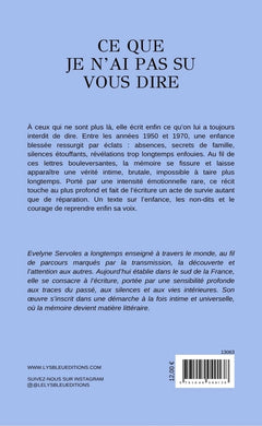 Ce que je n'ai pas su vous dire