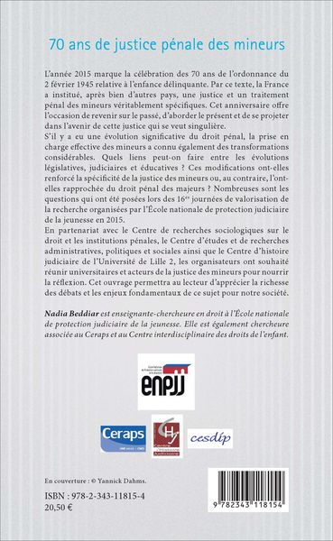 70 ans de justice pénale des mineurs
