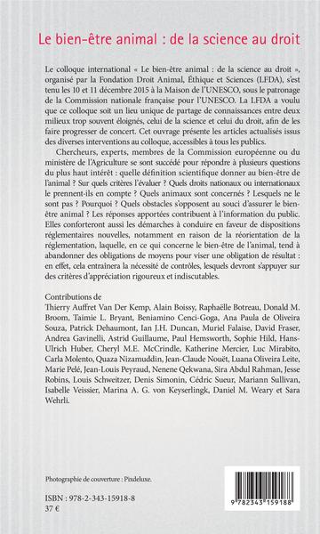 Le bien-être animal : de la science au droit