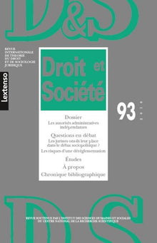 REVUE DROIT ET SOCIETE N 93 - 2016