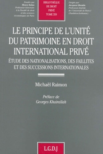 Le principe de l'unité du patrimoine en droit international privé